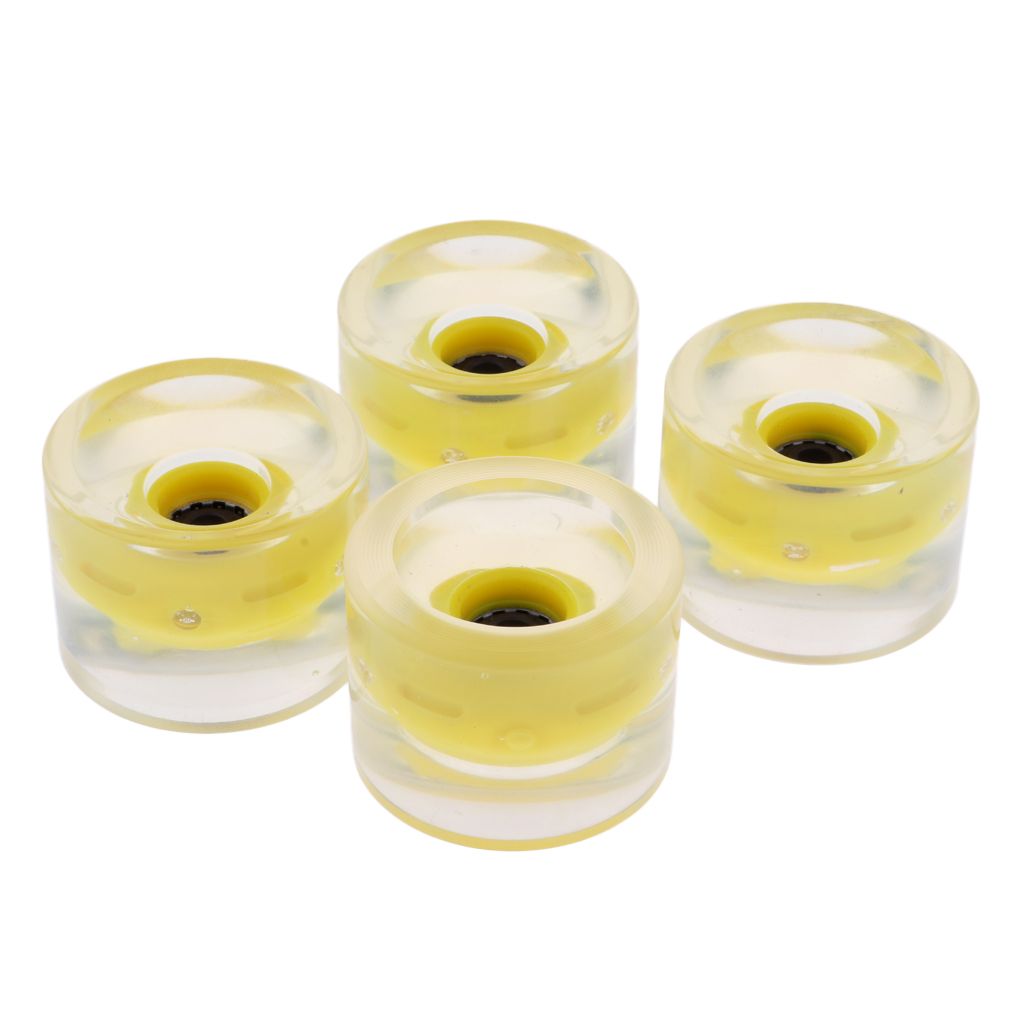 4pcs 70mm Light Up Skateboard Longboard Wheels Glow At Night Yellow
