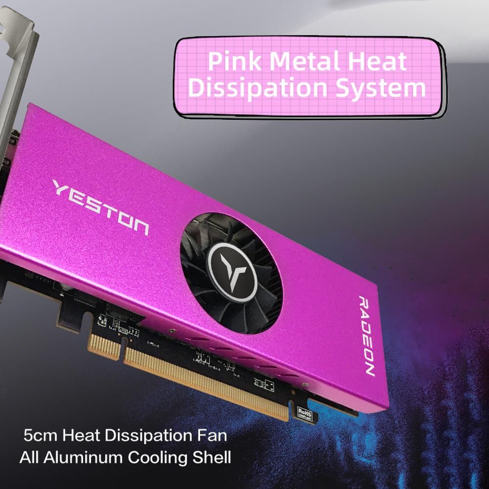 Yeston RX6400-4GD6 LP Graphics Card 4G/64bit/GDDR6 Memory 2039-2321MHz Core Frequency 4K Resolution Single Cooling Fan HD+DP Output Ports