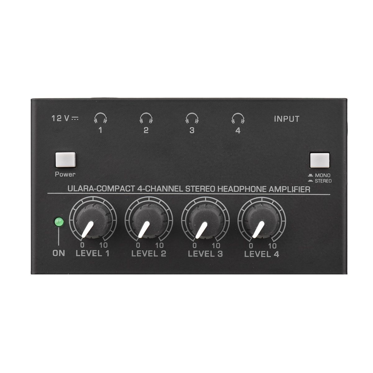 Ultra-compact 4-channel Stereo Headphone Amplifier Upgraded Mini Audio Amp with Mono & Stereo Switch Power Adapter Professional Mono/Stereo Audio Amp for Studio and Stage