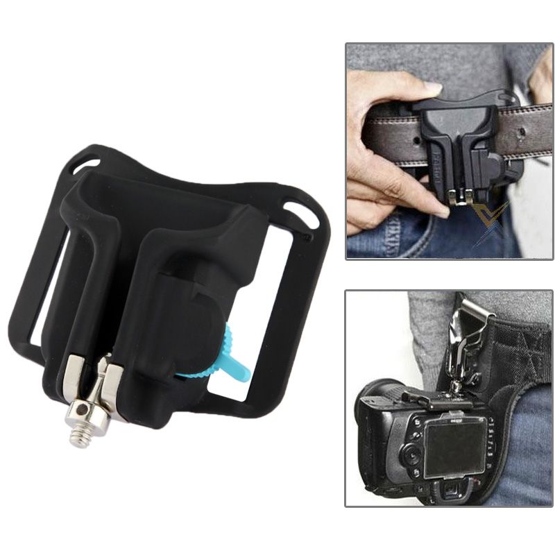 Camera Holster Waist Belt Buckle Button Fast Loading For All Camera(Black)