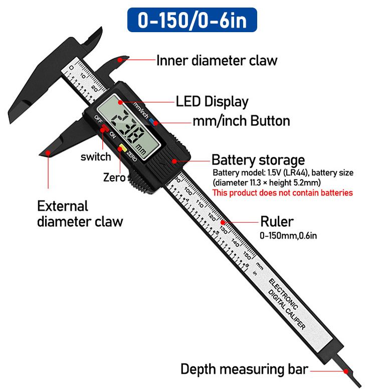 Plastic 0-150mm Electronic LCD Digital Vernier Caliper