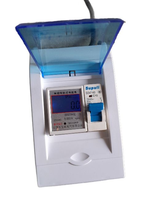 Din Rail Single Phase 80amps Kwh Watts Meter With Box And Breaker