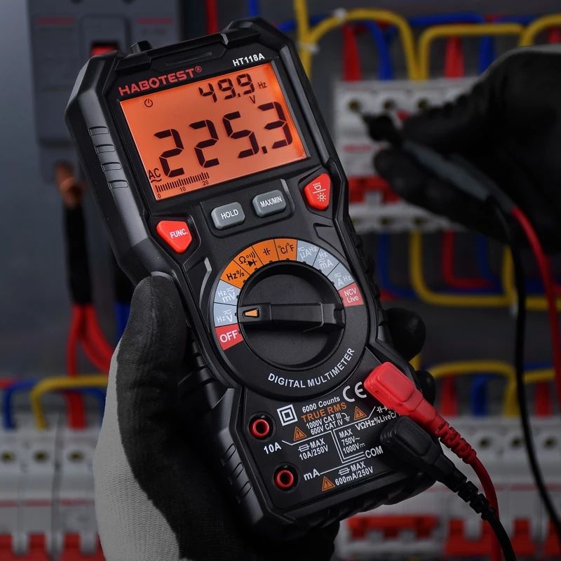 HT118 Professional High Precise 6000 Counts 1000V AC DC Digital Multimeter Ohm Hz NCV Live C/F Duty Multimetro Voltage Meter