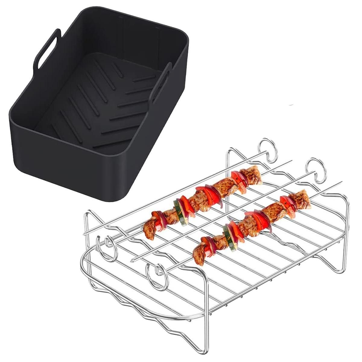 Silicone Pot  Rack for Ninja Dual Zone  Liners Reusable Silicone Basket Black