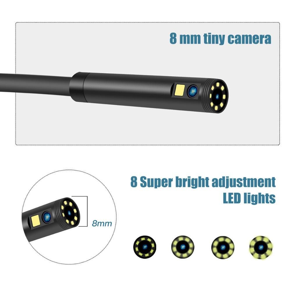 Car Video Endoscope Dual Camera Boroscope Double Lens Flexible Camera Sewer Drain  Engine  Camera With Screen-Black