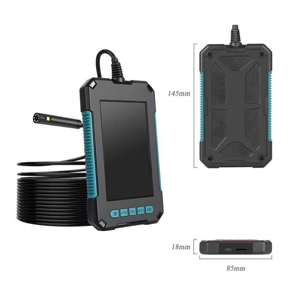 Car Video Endoscope Dual Camera Boroscope Double Lens Flexible Camera Sewer Drain  Engine  Camera With Screen-Black