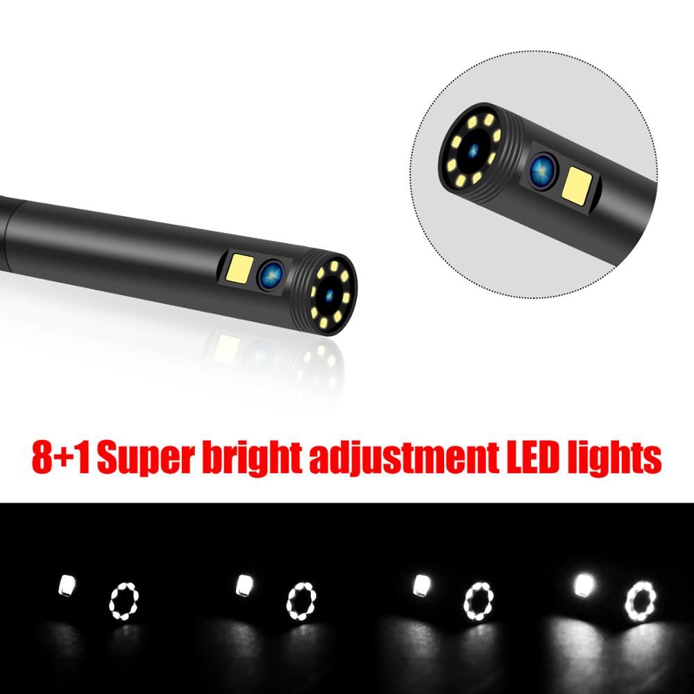 Car Video Endoscope Dual Camera Boroscope Double Lens Flexible Camera Sewer Drain  Engine  Camera With Screen-Black