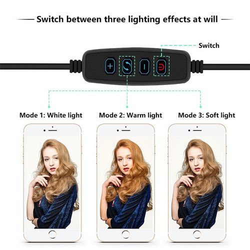 USB Dimmable LEDs Selfie Fill Ringlight 10inches Brightness
