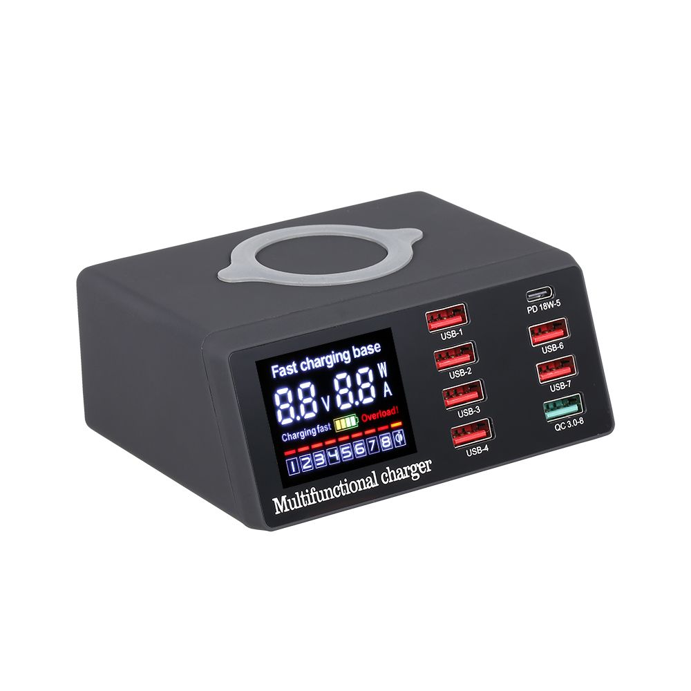 X9 8 Port Wireless USB Charger Quick Charge PD+QC3.0+USB