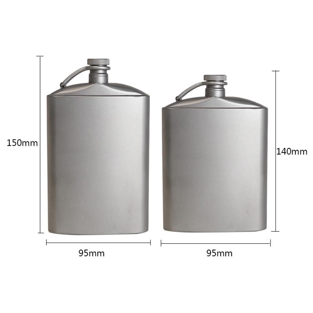 Titanium Flask Wine Hip Flagon with Screw Cap Clip Ultralight Hydration Flat Bottle with Ti Funnel for Outdoor Hiking