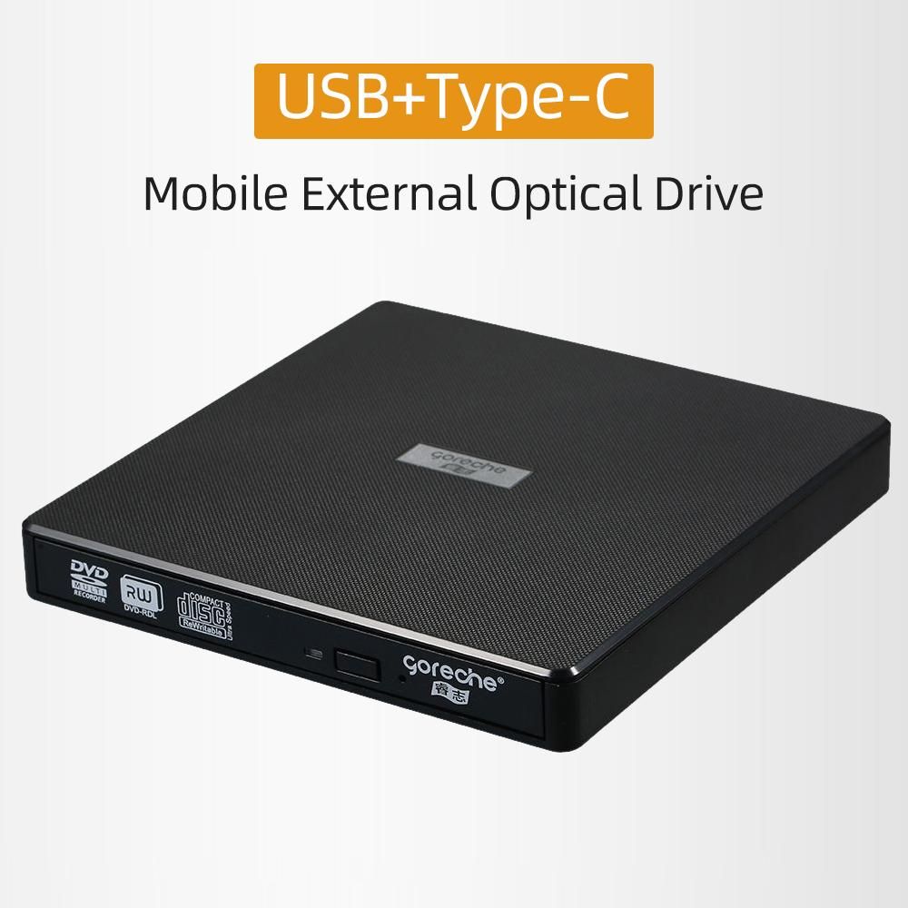 USB+Type-C Mobile External Optical Drive DVD Recorder Slim Design Support Reading Recording Plug and Play Wide Compatibility