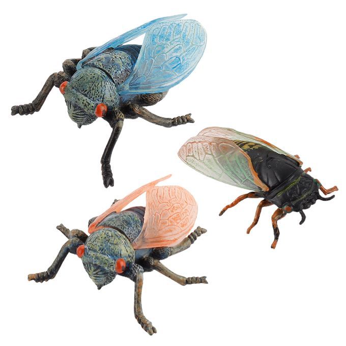 3PCS Realistic  Cicada Bug Insect Plastic Toy Party Trick Pratical