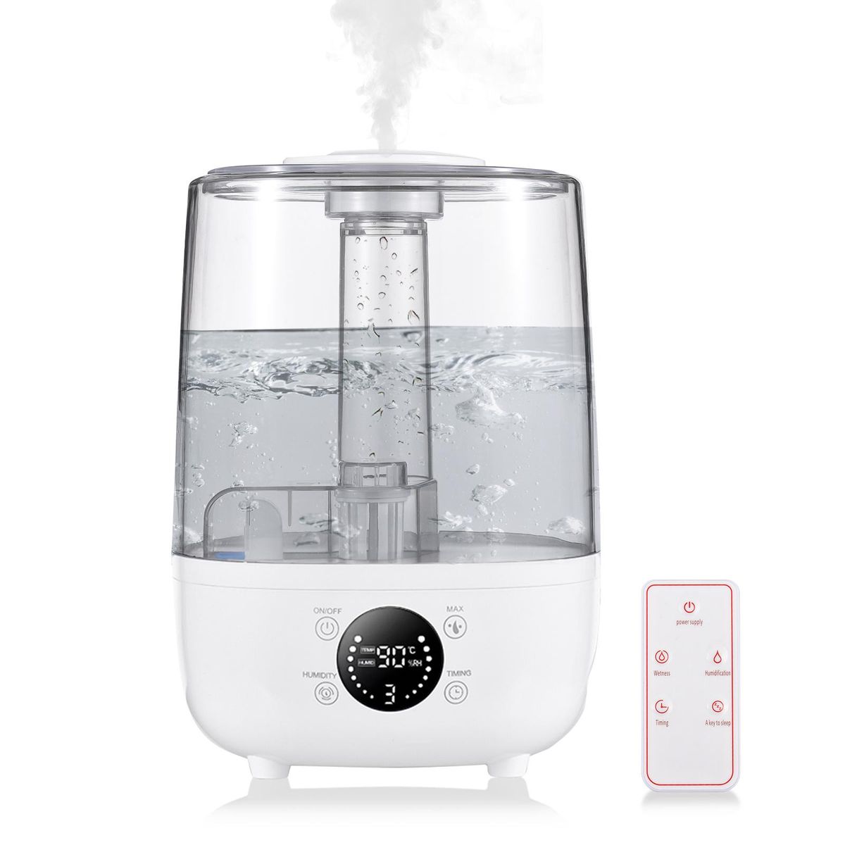 Irishom 4L Humidifiers for Bedroom Ultrasonic Air Humidifiers Aroma Diffuser with Remote Control Extra Long Nozzle Tough Button Ultra Quiet Timer 3 Mist Modes Auto Standby Mode
