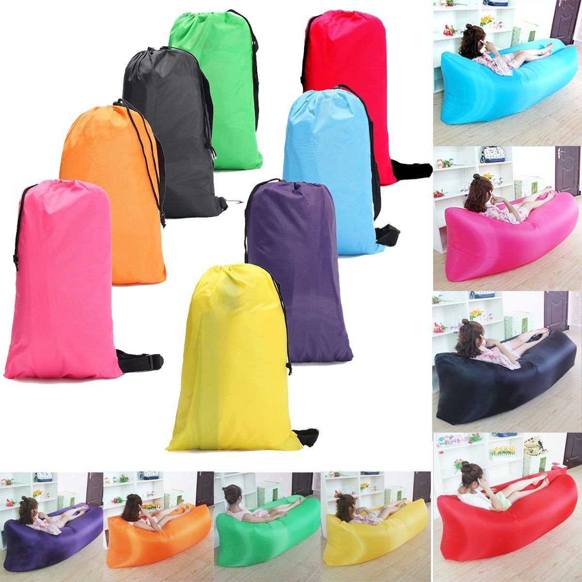 Inflatable Sofa Air Bed Lounger Chair Outdoor Camping Travel Beach Sleeping Bag
