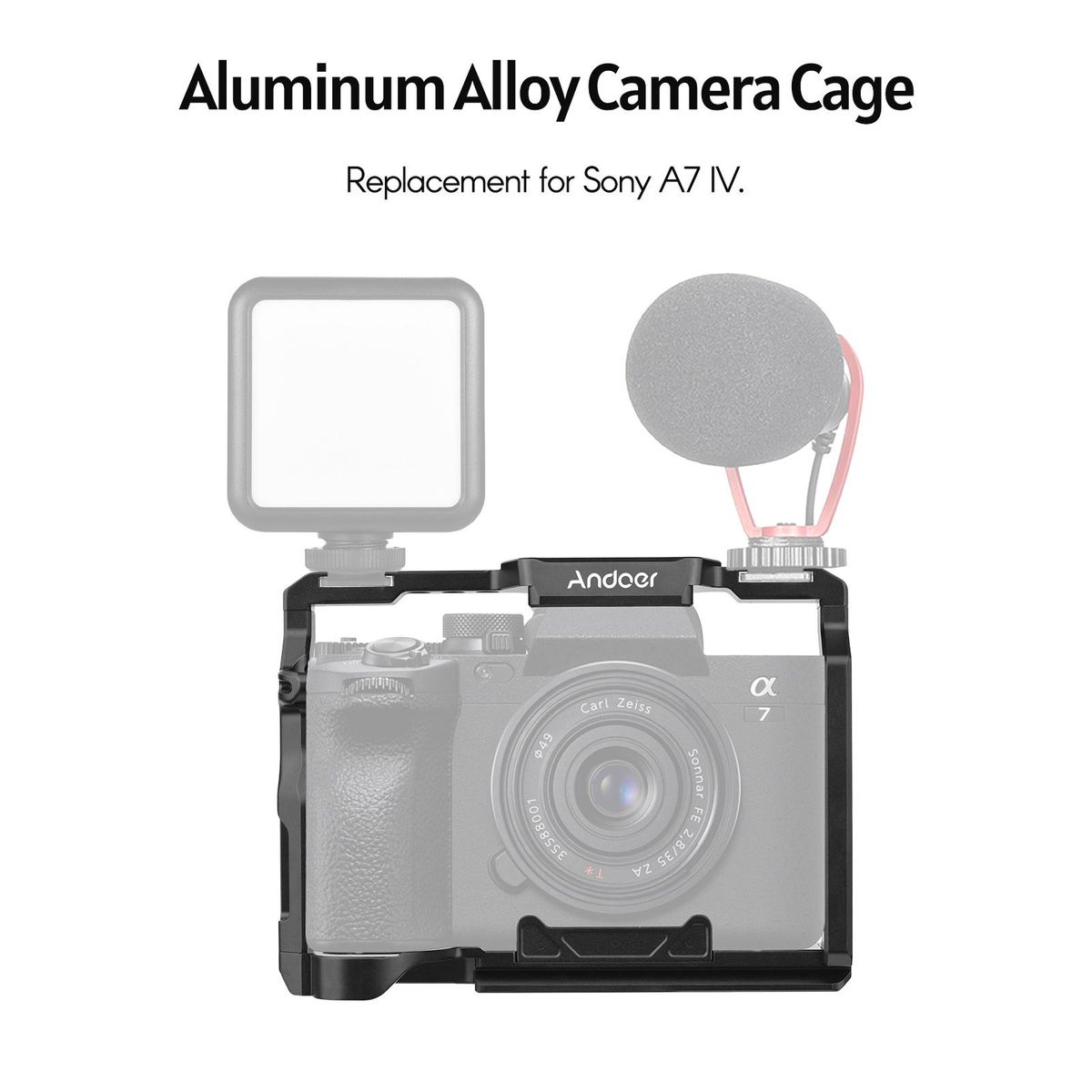 Andoer Aluminum Alloy Camera Cage Kit with Top Handle Grip Replacement for Sony A7 IV
