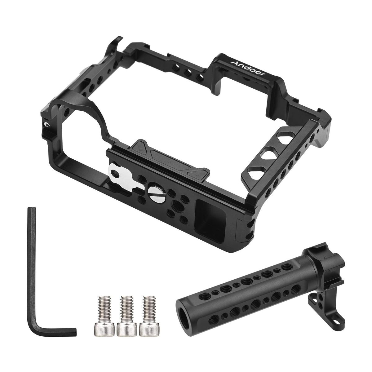 Andoer Aluminum Alloy Camera Cage Kit with Top Handle Grip Replacement for Sony A7 IV