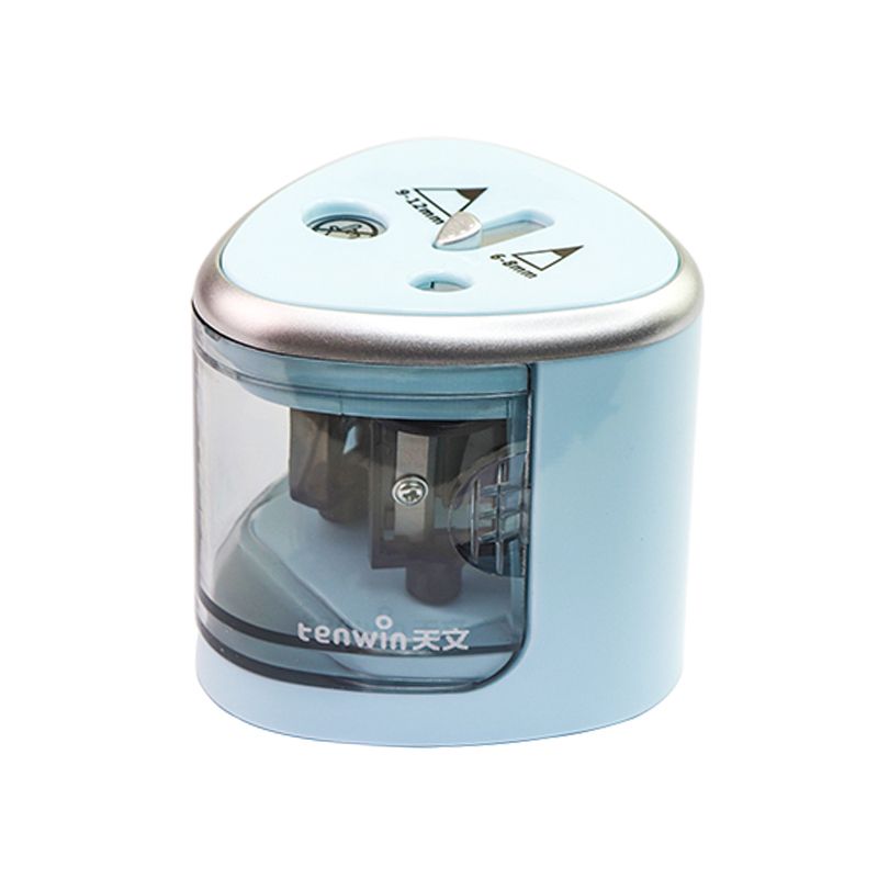 Auto Pencil Sharpeners Electronic Pencil Sharpener Two Double Holes Switch For 6-12mm Pencil And Color Pencil Cute School Supply Blue