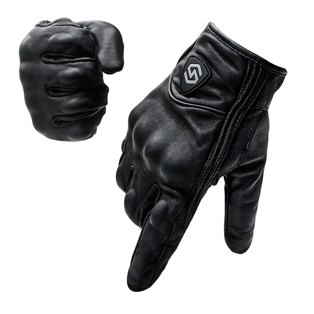 WUPP CS-1047A Motorcycle Racing Cycling Windproof Leather Full Finger Gloves, Size:M(Black)