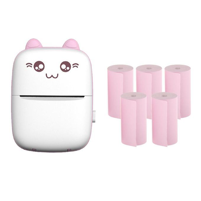 Mini Bluetooth Thermal Printer Photo Printer + 5x Paper Roll 57x30mm