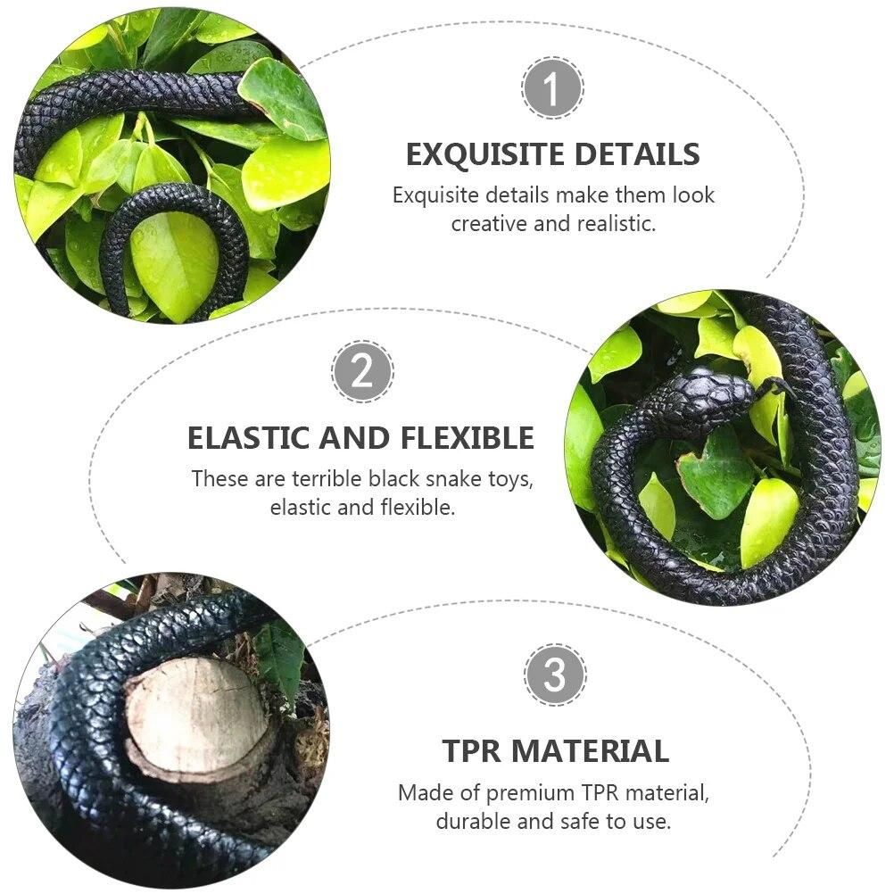 2 Pcs Lifelike Snake Models Simulation Snake Toys Educational Playthings (Black) Shocker