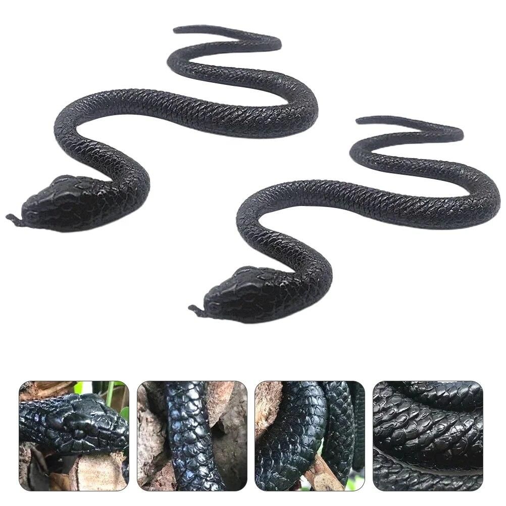 2 Pcs Lifelike Snake Models Simulation Snake Toys Educational Playthings (Black) Shocker