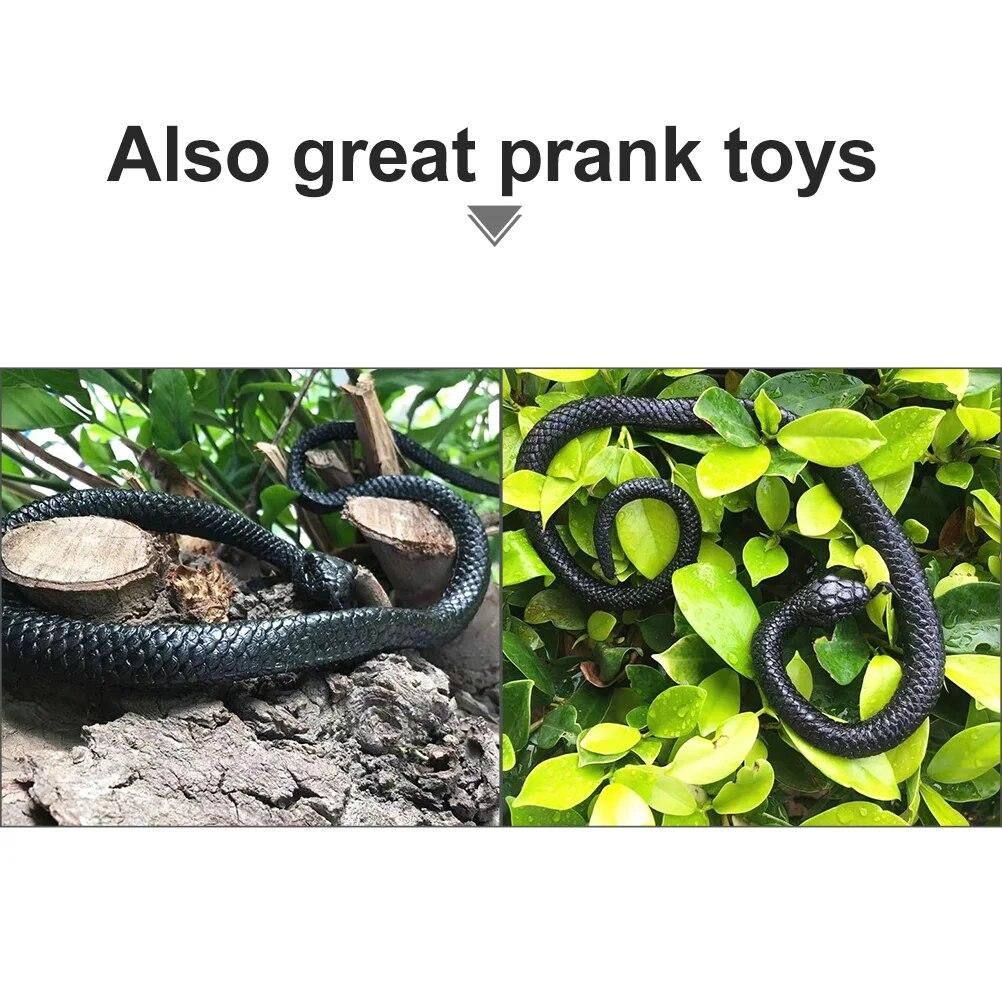 2 Pcs Lifelike Snake Models Simulation Snake Toys Educational Playthings (Black) Shocker
