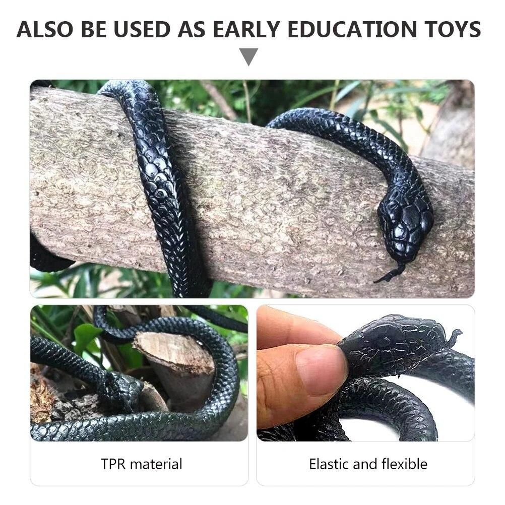 2 Pcs Lifelike Snake Models Simulation Snake Toys Educational Playthings (Black) Shocker
