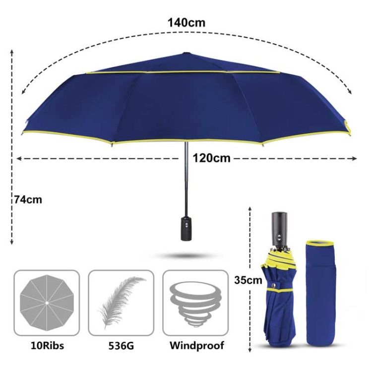Fully-Automatic Double Rain 3 Folding Umbrella
