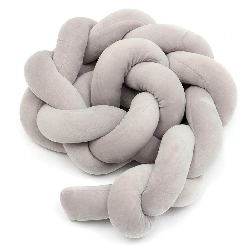 2M Baby Infant Plush Crib Bumper Bed Bedding Cot Braid Pillow Pad Protector 2m Grey