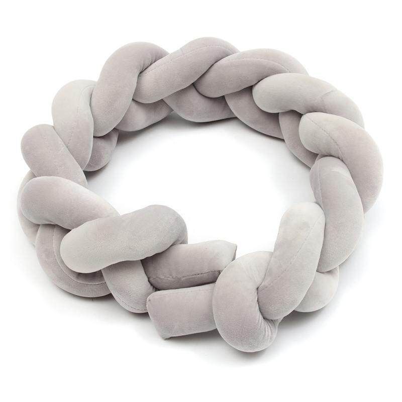 2M Baby Infant Plush Crib Bumper Bed Bedding Cot Braid Pillow Pad Protector 2m Grey
