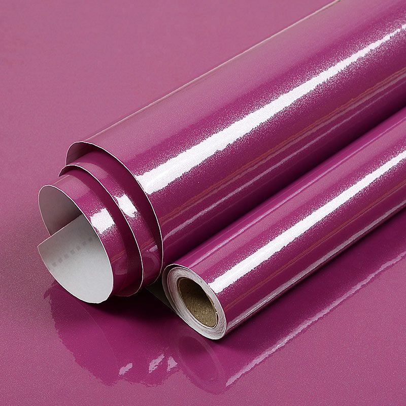 Vinyl Decorative Stickers Waterproof Wallpaper Self Adhesive Solid Color Plain Sticker For Bedroom Living Room Renovation Paster-Shiny Purple