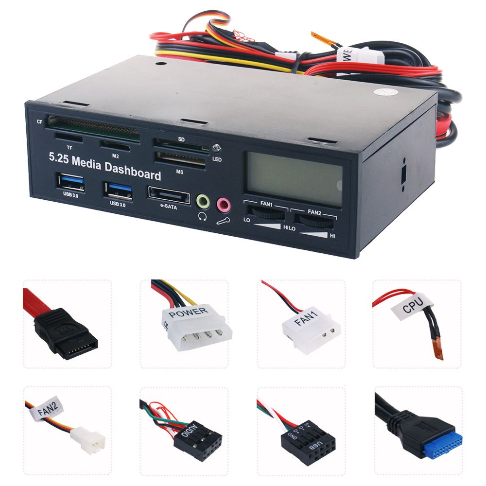 5.25" USB 3.0 E-SATA All-in-1 PC Media Dashboard