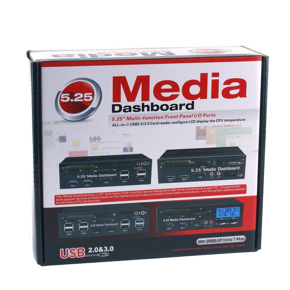 5.25" USB 3.0 E-SATA All-in-1 PC Media Dashboard