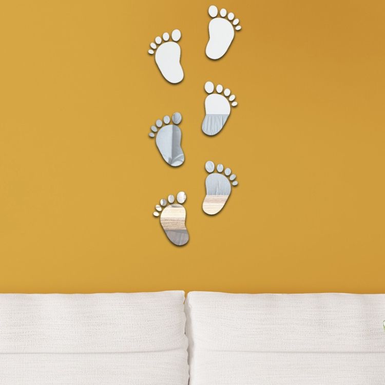 36pcs /Set Acrylic Small Feet Stereo Wall Stickers