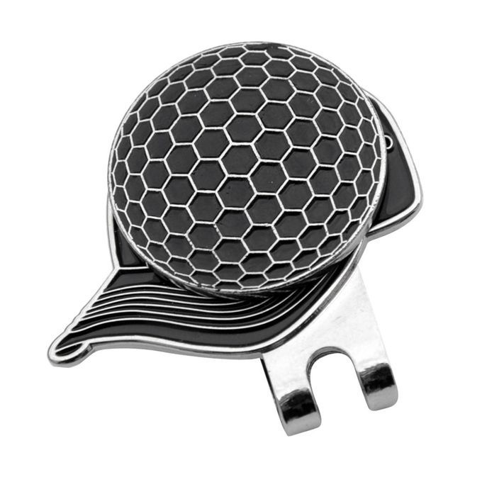Golf  Pattern Golf Hat Clip With Magnetic Ball Marker Black