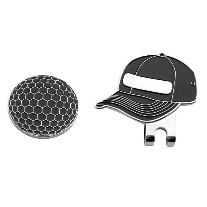 Golf  Pattern Golf Hat Clip With Magnetic Ball Marker Black
