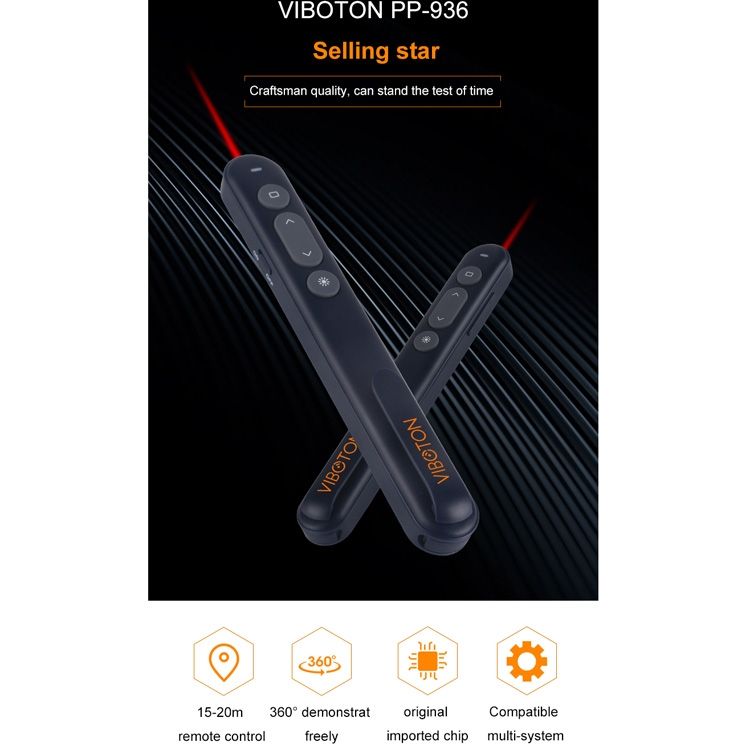 VIBOTON PP936 3R 2.4GHz Wireless Transmission Multimedia Presenter With 650mm Red Light Laser Pointer & USB Receiver For Projector / PC / Laptop