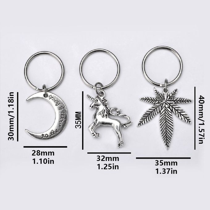 Reative   Key Hain Uni Orn Maple Leaf Moon Key  Hain De Or Exquisite Pendant De Orative Ornament Ring A  Essories-silver-moon