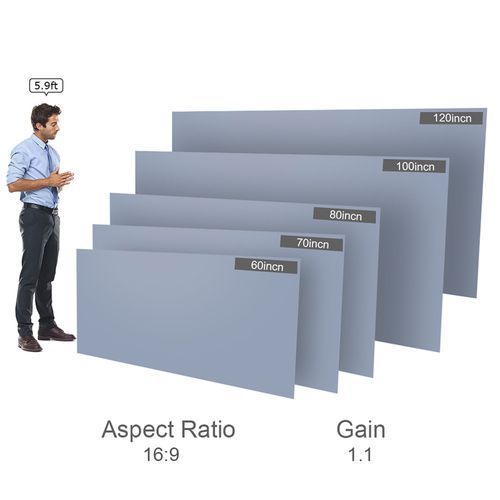 80-inch Portable Projector Screen HD 16:9 Frameless Video