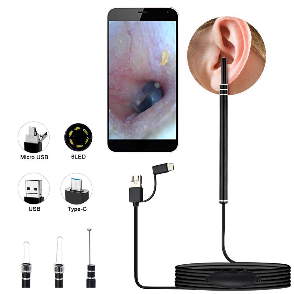 AN101 Ear Endoscope 3 In 1 Ear Cleaning Tool HD Visual Ear