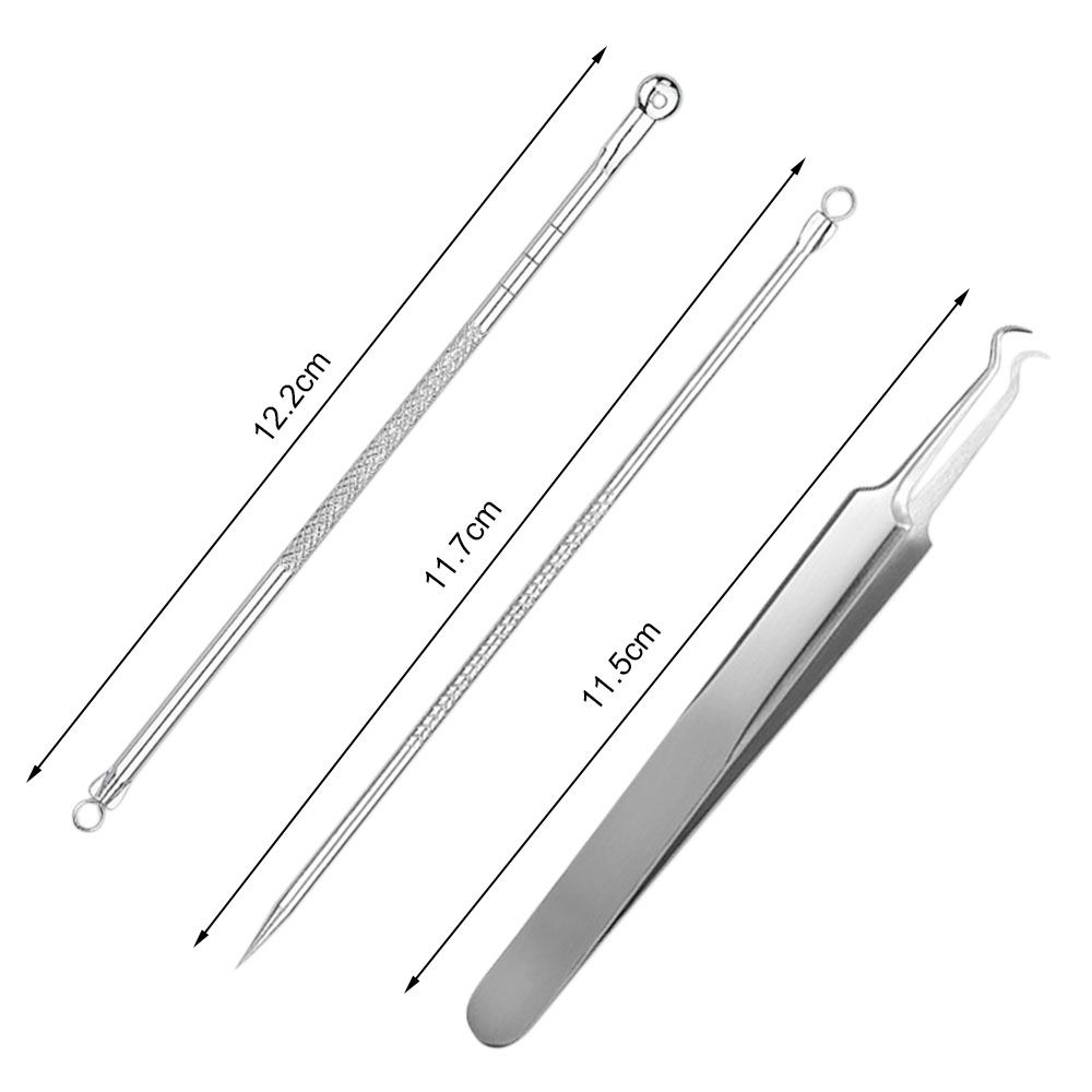 3 Pcs Pimple Needle Set Blackhead Remover Acne Clip Tweezer