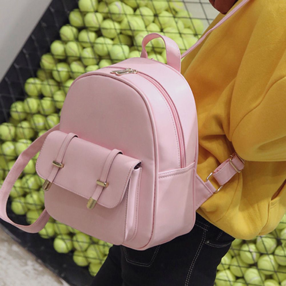 (black)3pcs/Set Women PU Leather Backpack Female Solid