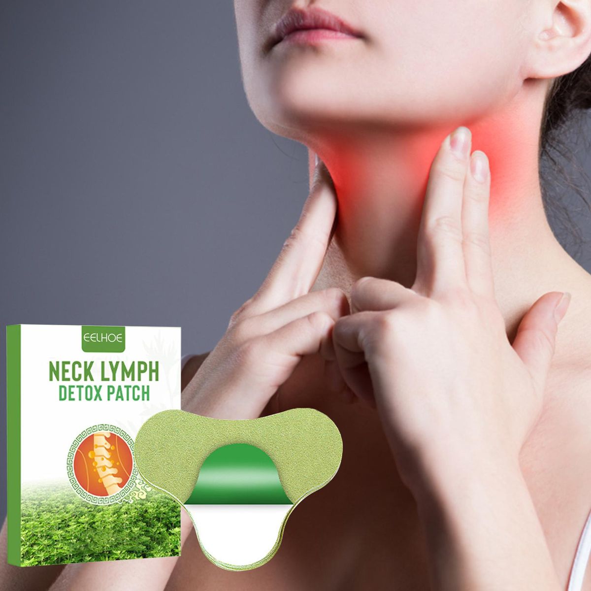 EELHOE 12Pcs Lymphatic Detox Patches Neck/Armpit Anti-Swelling Patch Pads
