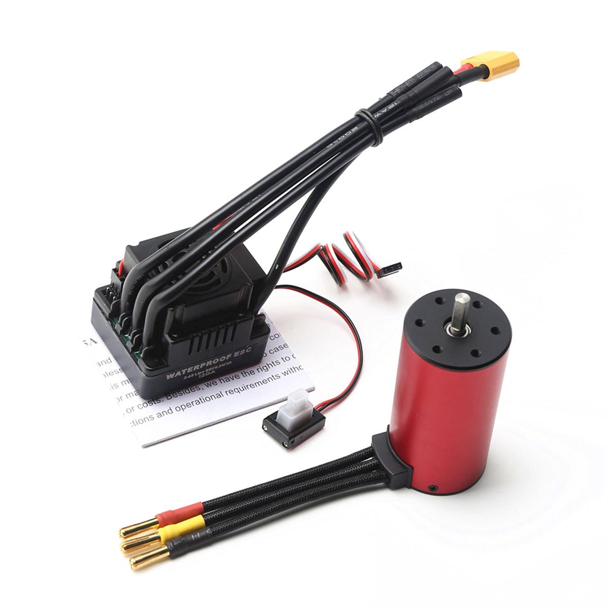 S3670 2850KV Brushless Motor Sensorless Waterproof Motor and 120A Brushless ESC XT60 Plug Replacement for HSP HPI Traxxas 1/8 RC Car Truck