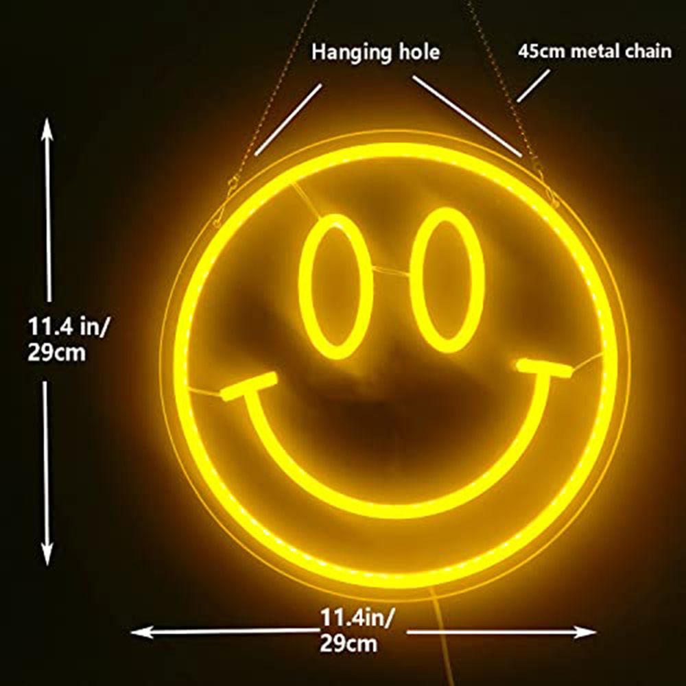 Yellow Smiley Face Neon Sign Led Lightng Sign Wall Decor