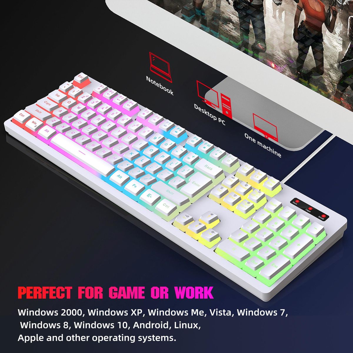 HXSJ L200 RGB Keyboard 104-Key Wired Gaming Keyboard Backlit Led Keyboard Mechanical Keyboard RGB Backlit Gaming Keyboard USB Wired   with ABS Pudding Keycaps for PC-connected TV And Compatible with Windows, Android, Chrome O