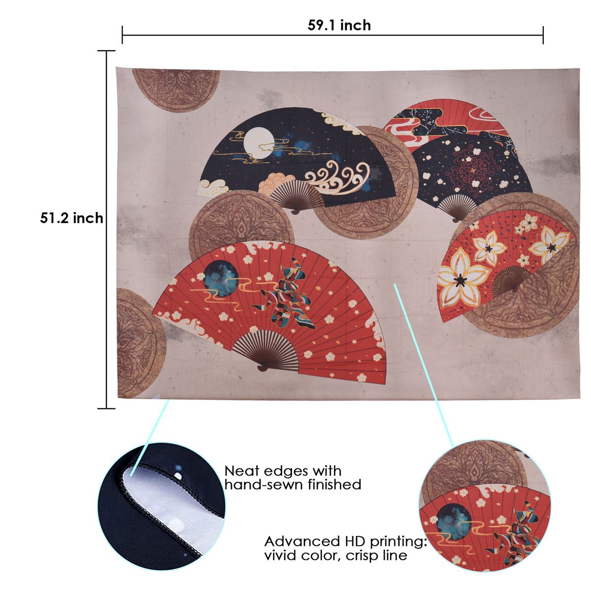 Folding Fan Tapestry Room Wall Background Hanging Blanket
