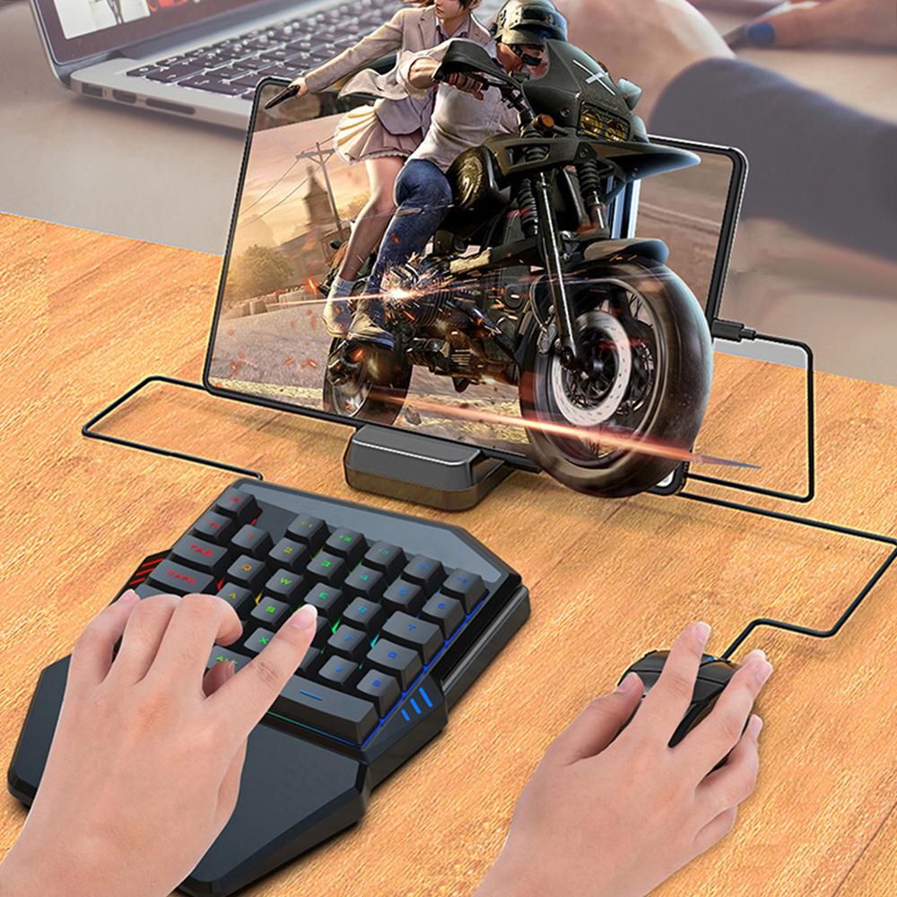 T-WOLF T19 Wired One-handed Gaming Keyboard 35 Key Colorful RGB Backlight Ergonomic Design Keyboard for Android/Windows/IOS