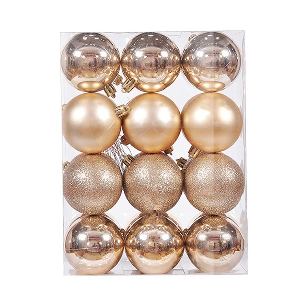 24Pcs Christmas Balls Bright Color Matte-Champaign Gold