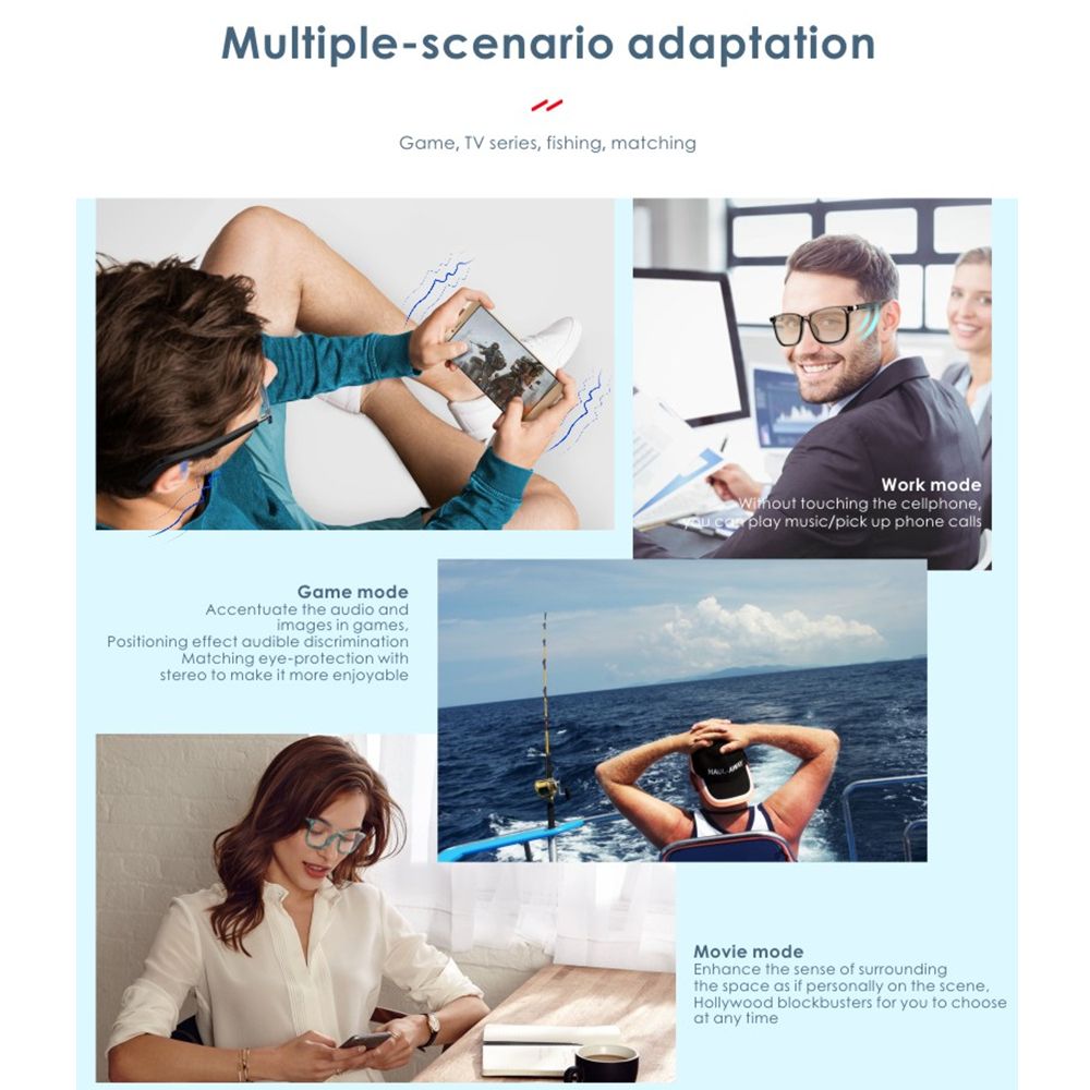 Smart Glasses Intelligente Android Bluetooth 5.0 AI Eyewear Wireless Music Earphones Anti-blue Polarized Lens Sunglasses Anti-blue Lens